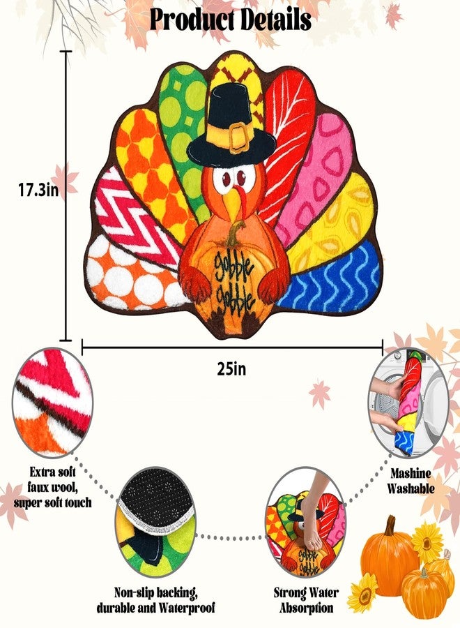 Zoeeya Fall Bathroom Rugs, Turkey Bath Mat Harvest Bathroom Mat Non Slip Water Absorbent Bathmat Thanksgiving Decoration for Bathroom 25 * 17.3 inch - Image 2